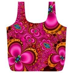 Abstract Pink Gold Floral Print Pattern Full Print Recycle Bag (xxxl) by SpinnyChairDesigns