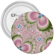 Pastel Pink Abstract Floral Print Pattern 3  Buttons by SpinnyChairDesigns