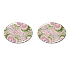 Pastel Pink Abstract Floral Print Pattern Cufflinks (oval) by SpinnyChairDesigns