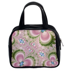 Pastel Pink Abstract Floral Print Pattern Classic Handbag (two Sides)