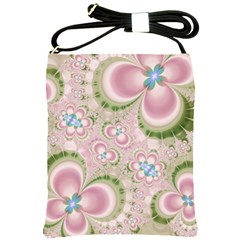 Pastel Pink Abstract Floral Print Pattern Shoulder Sling Bag by SpinnyChairDesigns