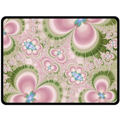 Pastel Pink Abstract Floral Print Pattern Fleece Blanket (Large) 