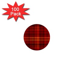 Red Brown Orange Plaid Pattern 1  Mini Buttons (100 Pack) 