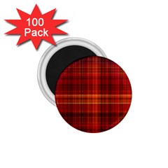 Red Brown Orange Plaid Pattern 1 75  Magnets (100 Pack) 