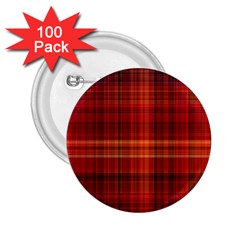 Red Brown Orange Plaid Pattern 2 25  Buttons (100 Pack) 