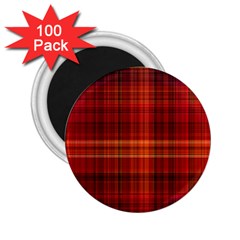 Red Brown Orange Plaid Pattern 2 25  Magnets (100 Pack) 