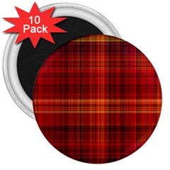 Red Brown Orange Plaid Pattern 3  Magnets (10 Pack) 