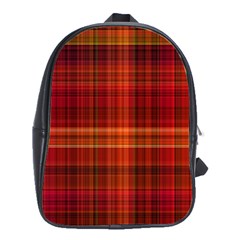 Red Brown Orange Plaid Pattern School Bag (large)