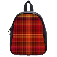 Red Brown Orange Plaid Pattern School Bag (small)