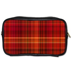 Red Brown Orange Plaid Pattern Toiletries Bag (one Side)