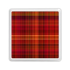 Red Brown Orange Plaid Pattern Memory Card Reader (square)