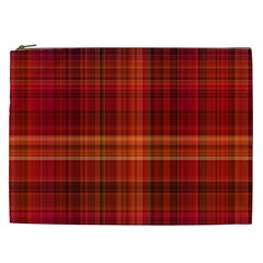 Red Brown Orange Plaid Pattern Cosmetic Bag (xxl)