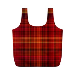 Red Brown Orange Plaid Pattern Full Print Recycle Bag (m)