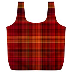 Red Brown Orange Plaid Pattern Full Print Recycle Bag (xl) by SpinnyChairDesigns