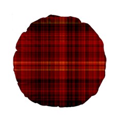 Red Brown Orange Plaid Pattern Standard 15  Premium Flano Round Cushions