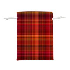 Red Brown Orange Plaid Pattern Lightweight Drawstring Pouch (l)