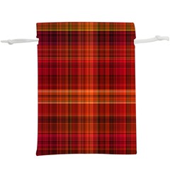 Red Brown Orange Plaid Pattern  Lightweight Drawstring Pouch (xl)