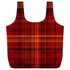 Red Brown Orange Plaid Pattern Full Print Recycle Bag (xxxl)