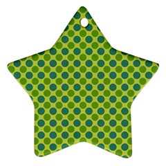 Green Polka Dots Spots Pattern Ornament (star)