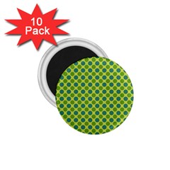 Green Polka Dots Spots Pattern 1 75  Magnets (10 Pack) 