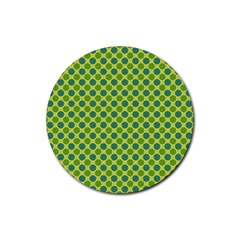 Green Polka Dots Spots Pattern Rubber Coaster (round) 