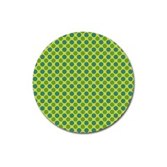 Green Polka Dots Spots Pattern Magnet 3  (round)