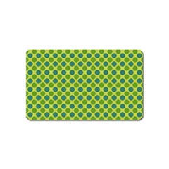 Green Polka Dots Spots Pattern Magnet (name Card)