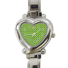 Green Polka Dots Spots Pattern Heart Italian Charm Watch