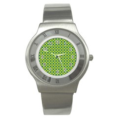 Green Polka Dots Spots Pattern Stainless Steel Watch