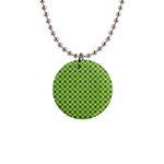 Green Polka Dots Spots Pattern 1  Button Necklace Front