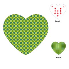 Green Polka Dots Spots Pattern Playing Cards Single Design (heart)