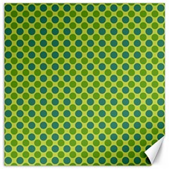 Green Polka Dots Spots Pattern Canvas 12  X 12 