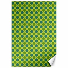 Green Polka Dots Spots Pattern Canvas 12  X 18 