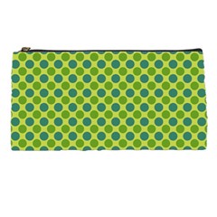 Green Polka Dots Spots Pattern Pencil Case by SpinnyChairDesigns