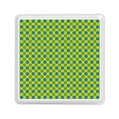 Green Polka Dots Spots Pattern Memory Card Reader (square) by SpinnyChairDesigns