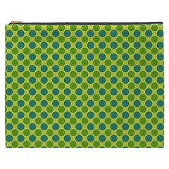 Green Polka Dots Spots Pattern Cosmetic Bag (xxxl)