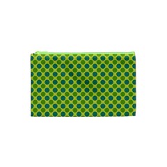 Green Polka Dots Spots Pattern Cosmetic Bag (xs)
