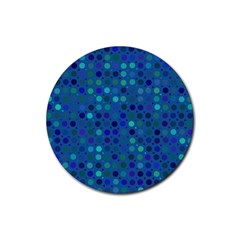 Blue Polka Dots Pattern Rubber Coaster (round) 