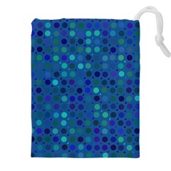 Blue Polka Dots Pattern Drawstring Pouch (5xl) by SpinnyChairDesigns