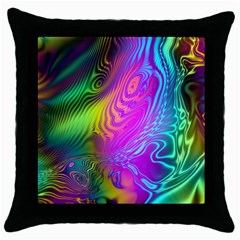 Psychedelic Swirl Trippy Abstract Art Throw Pillow Case (black) by SpinnyChairDesigns