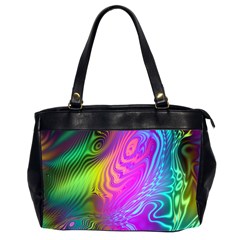 Psychedelic Swirl Trippy Abstract Art Oversize Office Handbag (2 Sides) by SpinnyChairDesigns