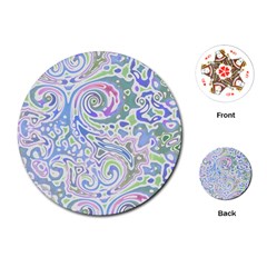 Colorful Pastel Floral Swirl Watercolor Pattern Playing Cards Single Design (round) by SpinnyChairDesigns