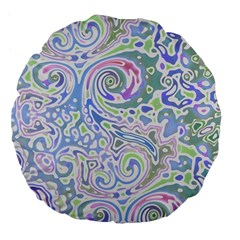 Colorful Pastel Floral Swirl Watercolor Pattern Large 18  Premium Flano Round Cushions by SpinnyChairDesigns