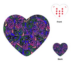 Purple Abstract Butterfly Pattern Playing Cards Single Design (heart) by SpinnyChairDesigns