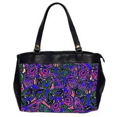 Purple Abstract Butterfly Pattern Oversize Office Handbag (2 Sides) by SpinnyChairDesigns