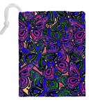 Purple Abstract Butterfly Pattern Drawstring Pouch (4XL) Back