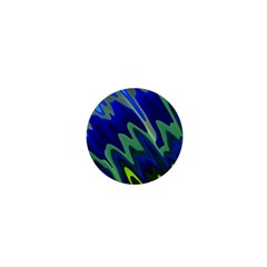Blue Green Zig Zag Waves Pattern 1  Mini Buttons by SpinnyChairDesigns