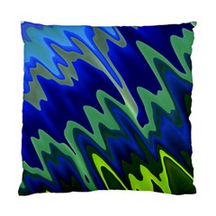 Blue Green Zig Zag Waves Pattern Standard Cushion Case (two Sides)
