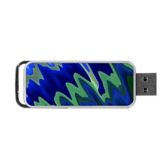 Blue Green Zig Zag Waves Pattern Portable Usb Flash (one Side) by SpinnyChairDesigns