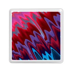 Red Blue Zig Zag Waves Pattern Memory Card Reader (square) by SpinnyChairDesigns